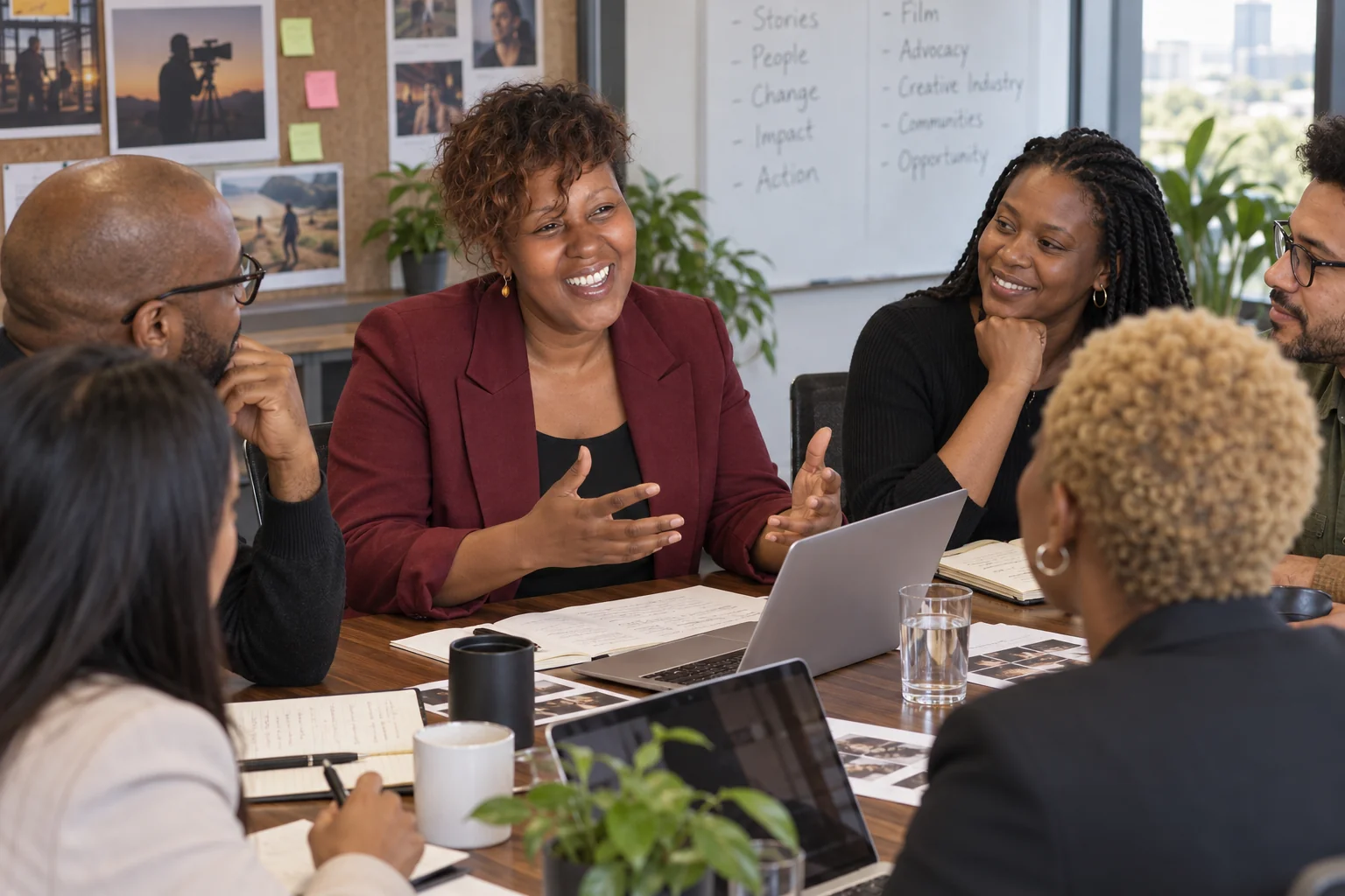 Unathi in a boardroom discussion with colleagues